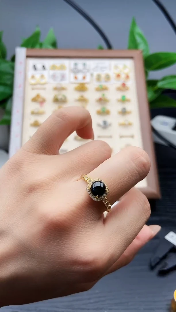 银S925镶嵌戒指翡翠12