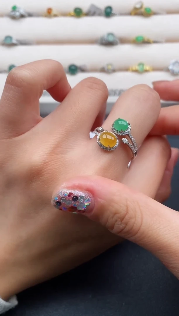 银S925镶嵌戒指翡翠7777777+8