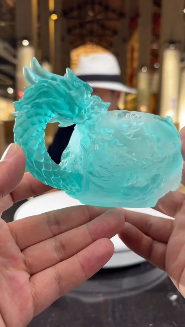 摆件天青色祥龙公道杯