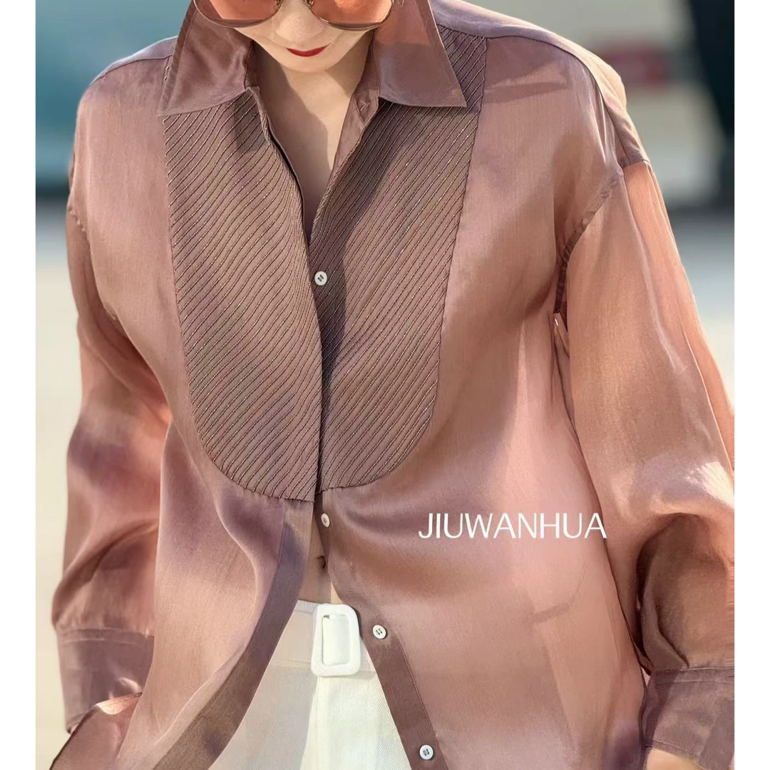 九畹花<一半唯美一半优雅>欧根纱衬衣