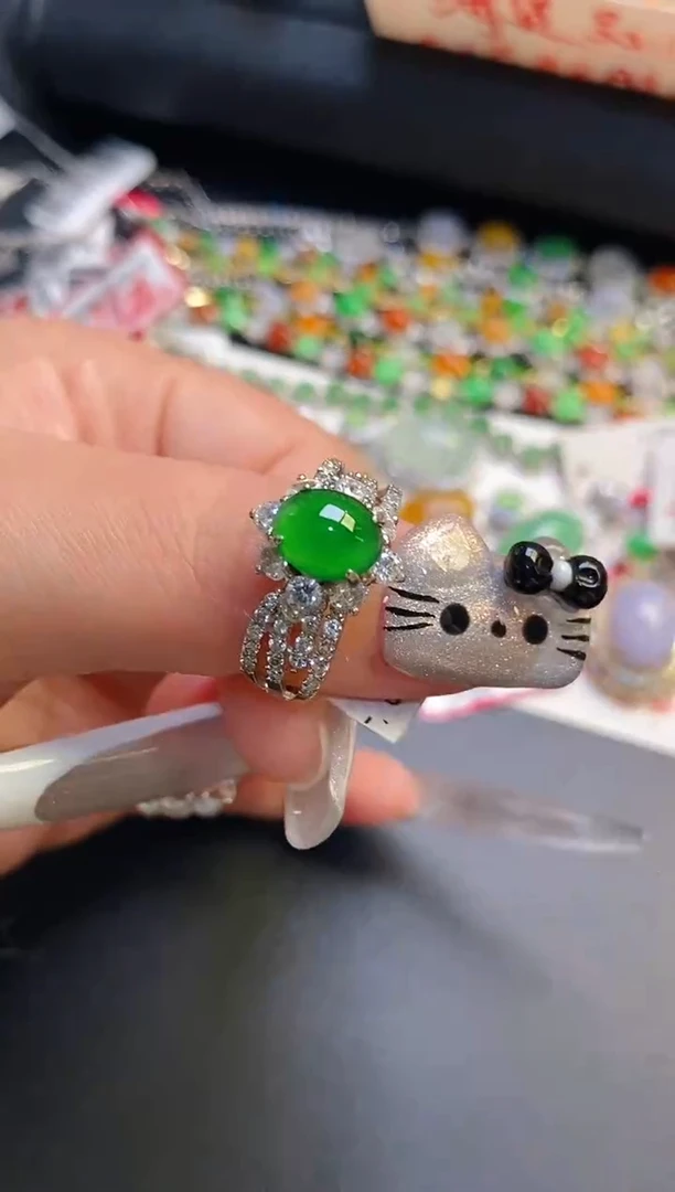 银S925镶嵌戒指翡翠天然