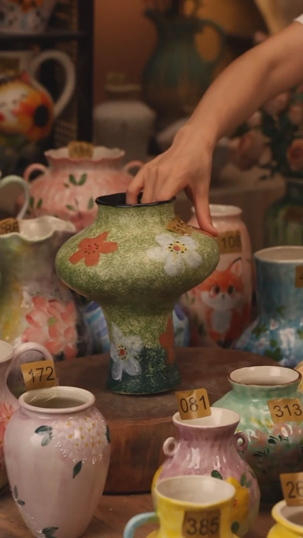 陶瓷515景德镇设计师手作花器摆件侘寂风