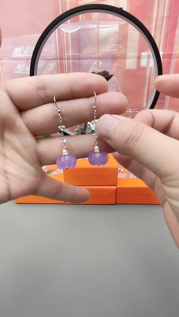 银S925镶嵌耳坠玛瑙/玉髓h655