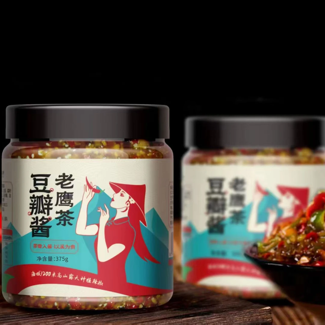 玲姐在农村老鹰茶豆瓣酱微辣买1送1
