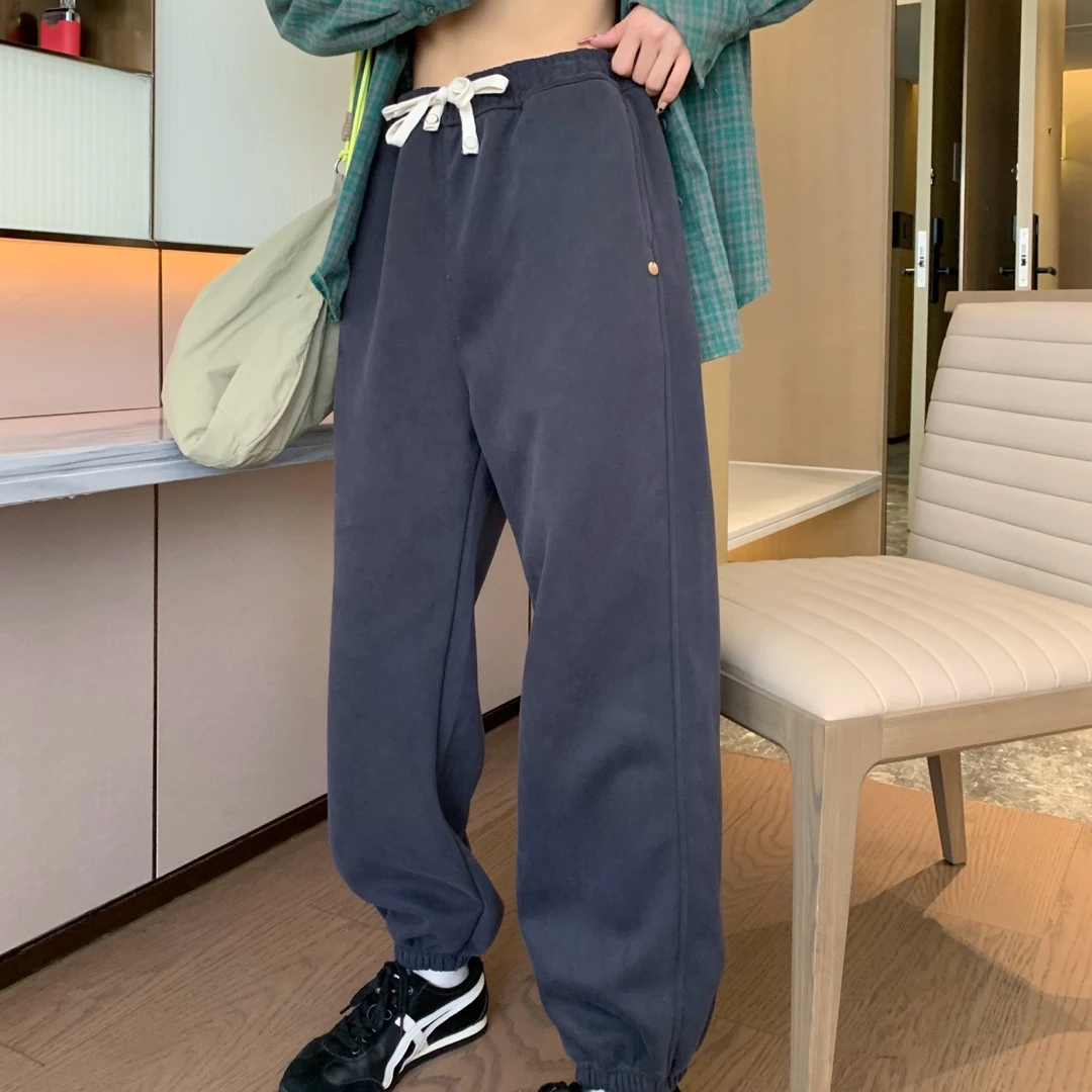 【春款上新】女士口袋钉扣收脚卫裤5038