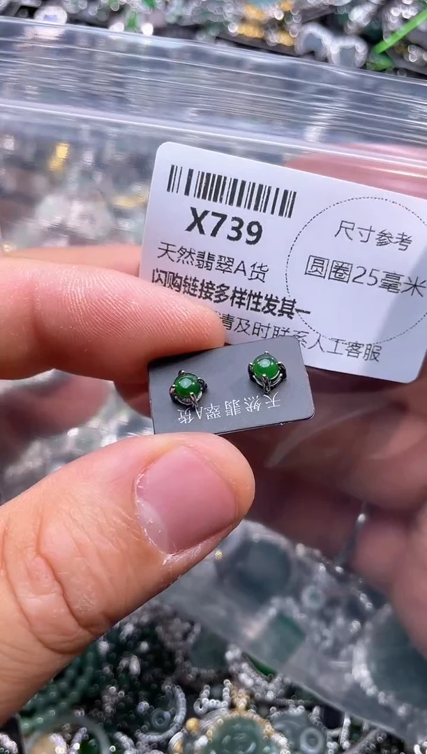 【闪购商品】翡翠颈饰未镶嵌X739耳钉