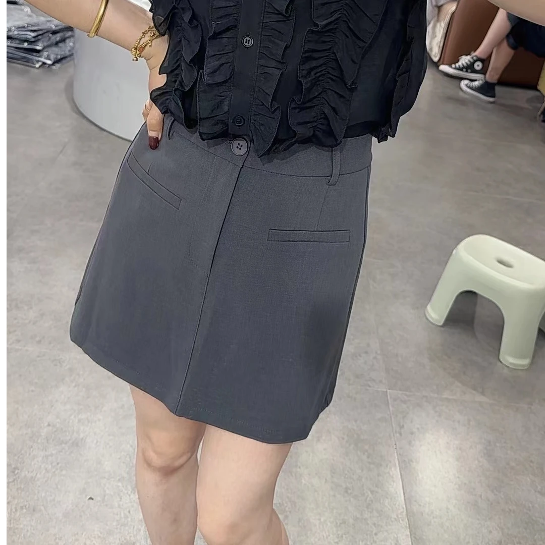 新款时尚半身裙女春夏季高腰显瘦百搭A字裙防走光