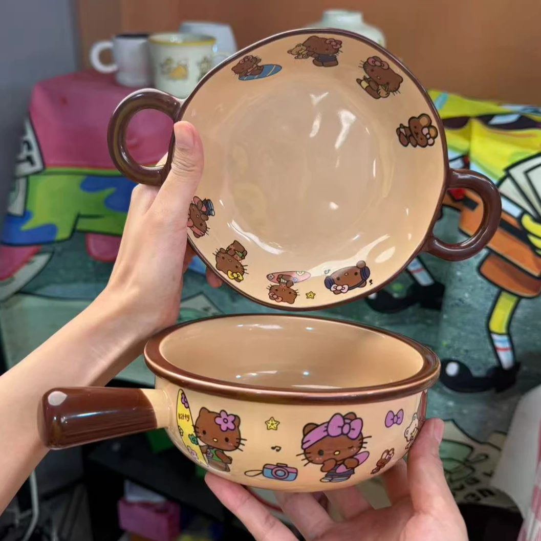 EEEEEEEEEE黑皮侧把碗图图盘子(多单默认合并发货)随机陶瓷小财华