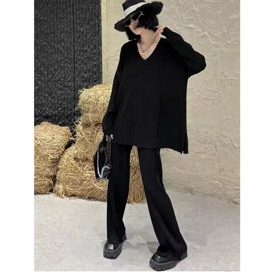 Phm针织开叉上衣阔腿长裤AGN 88797 88798