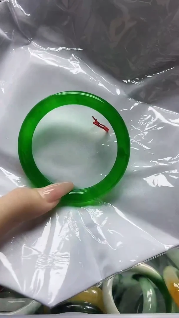 未镶嵌手镯翡翠翡翠满绿细圆条手镯K41