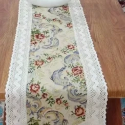 ZN083-215棉麻【32*175】欧式花布麻交织桌布茶几布莫奈油画