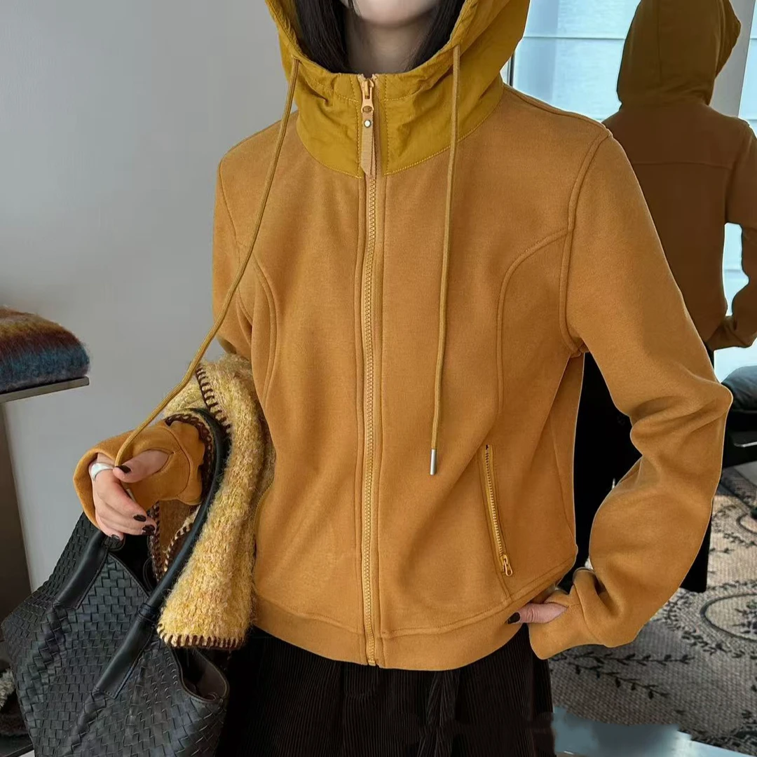 FUJIA STYLE新款气质连帽长袖简约纯色外套M99502