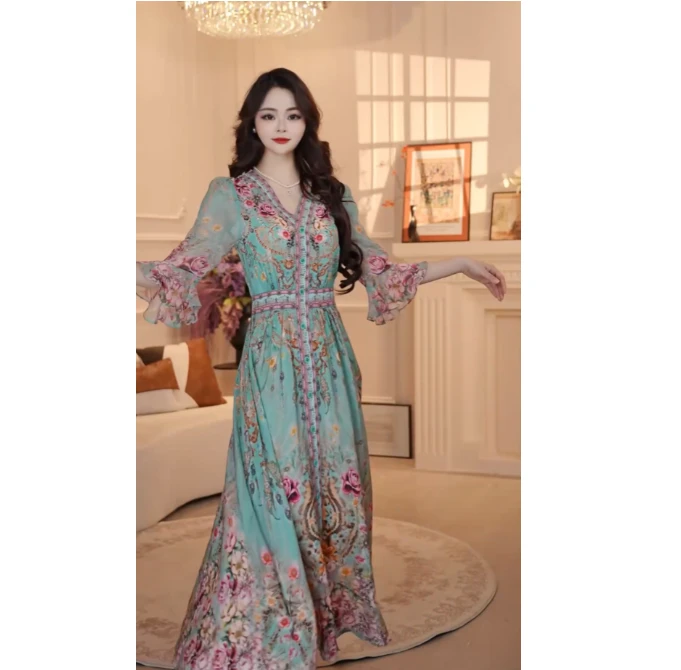 【海港漫步-DR】25年春夏高贵名媛风优雅气质收腰高端连衣裙