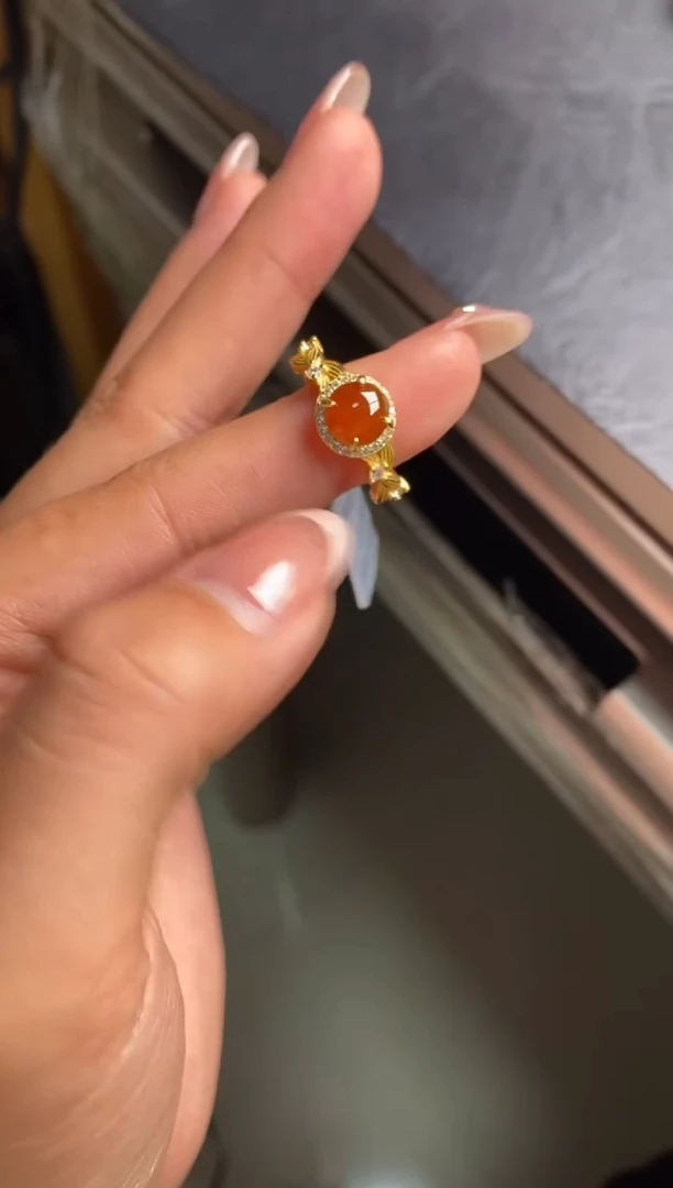 银S925镶嵌戒指翡翠天然A货翡翠