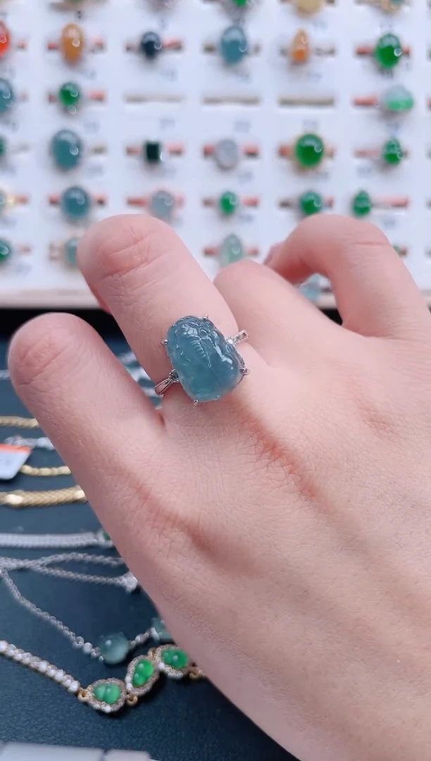 银S925镶嵌戒指翡翠天然翡翠