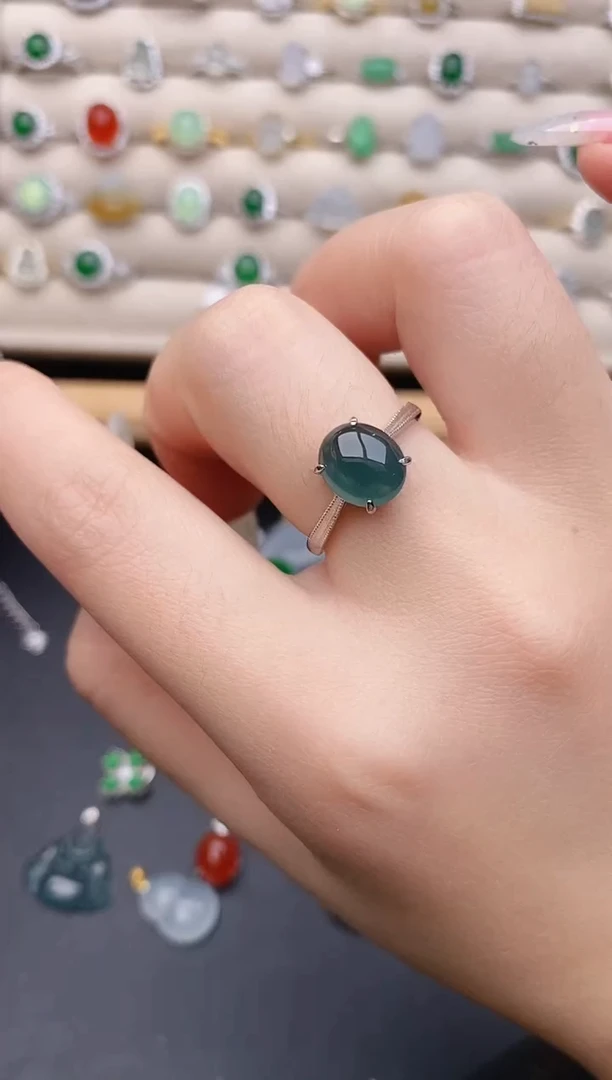 银S925镶嵌戒指翡翠0