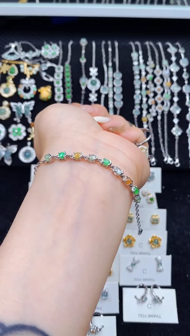 银S925镶嵌手链翡翠1822