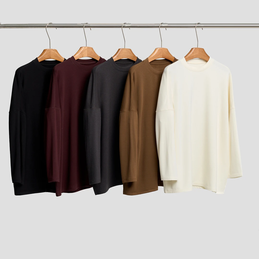 衣姐家拼接圆领简约T恤女纯色百搭休闲长袖上衣ZM-836X