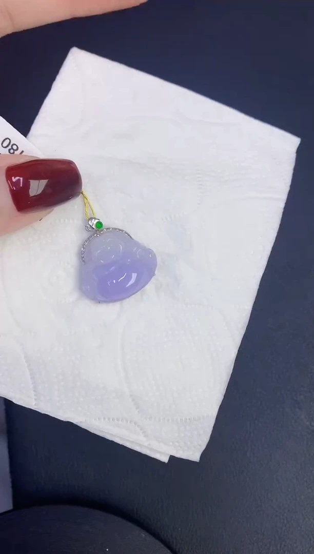 颈饰18K金镶嵌翡翠缅甸天然翡翠A货