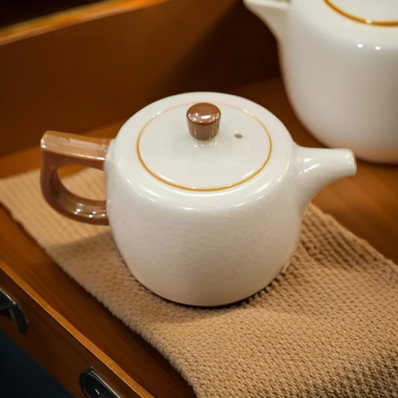 直播专属汝窑美人茶壶家用陶瓷泡茶壶简约中式天青色茶壶复古茶具