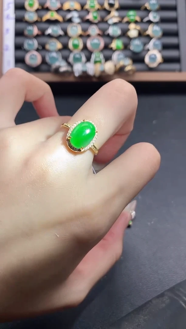 银S925镶嵌戒指翡翠51511