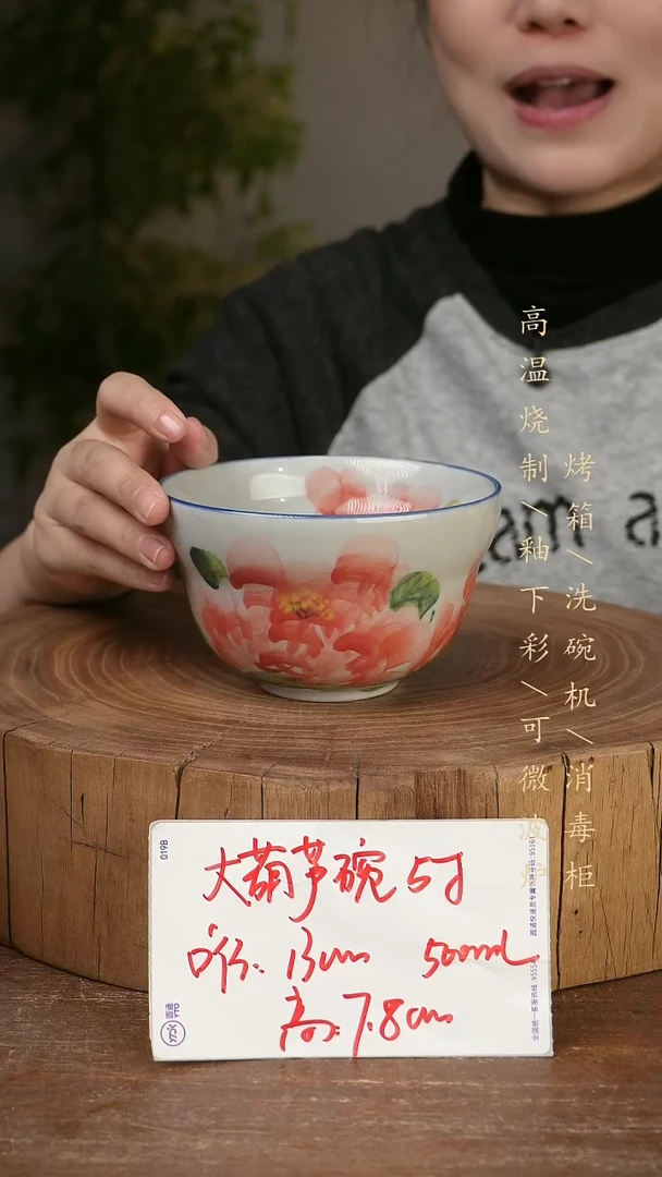 碗瓷景德镇手工手绘高温瓷釉下彩