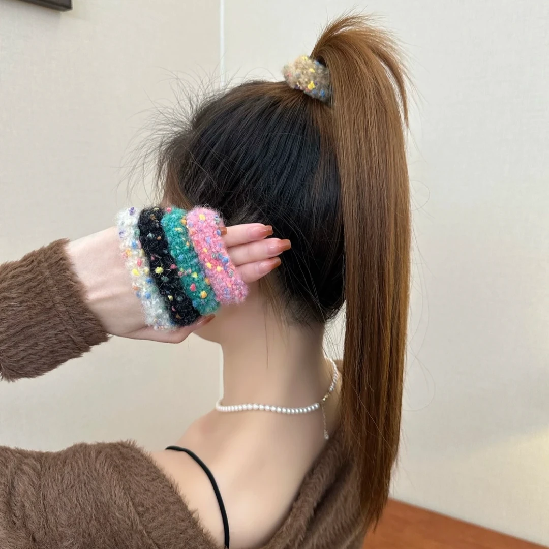 毛绒彩色大肠发圈头绳高马尾丸子头绑发绳
