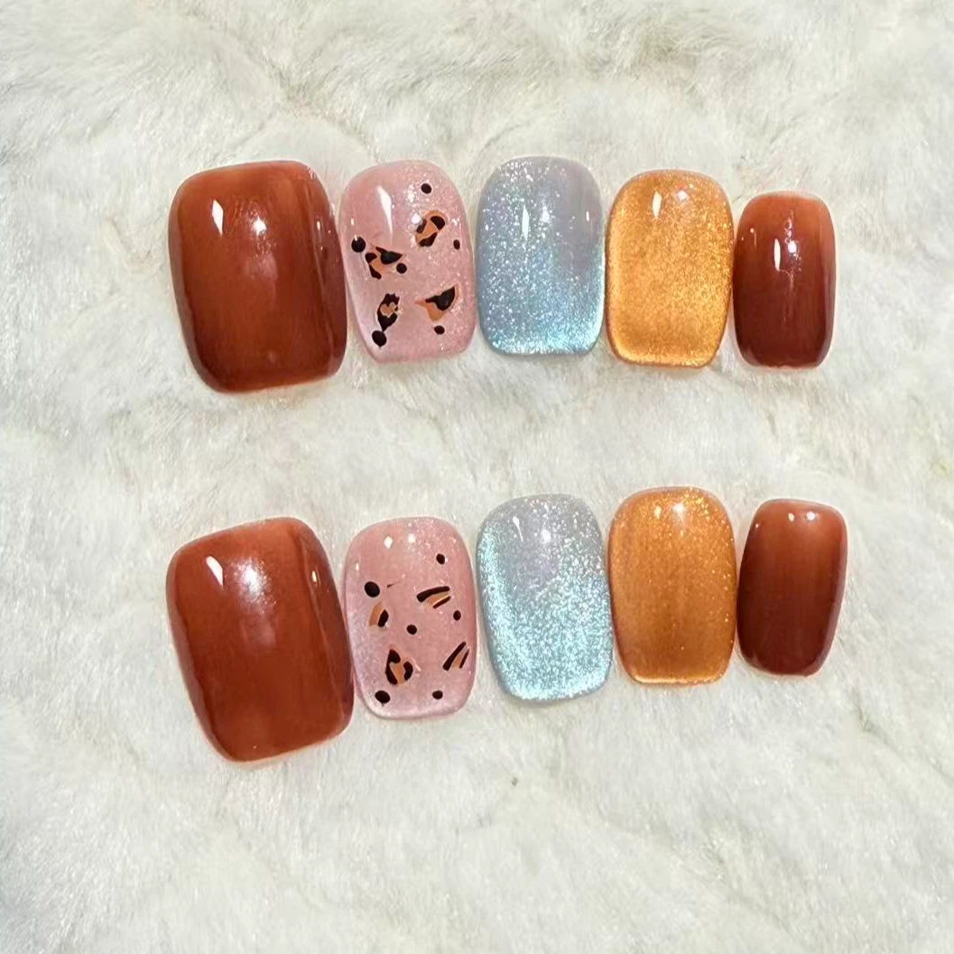 A16【海盐焦糖】新年款纯手工秋冬显白气质穿戴甲