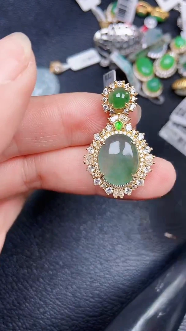 颈饰银S925镶嵌翡翠0953