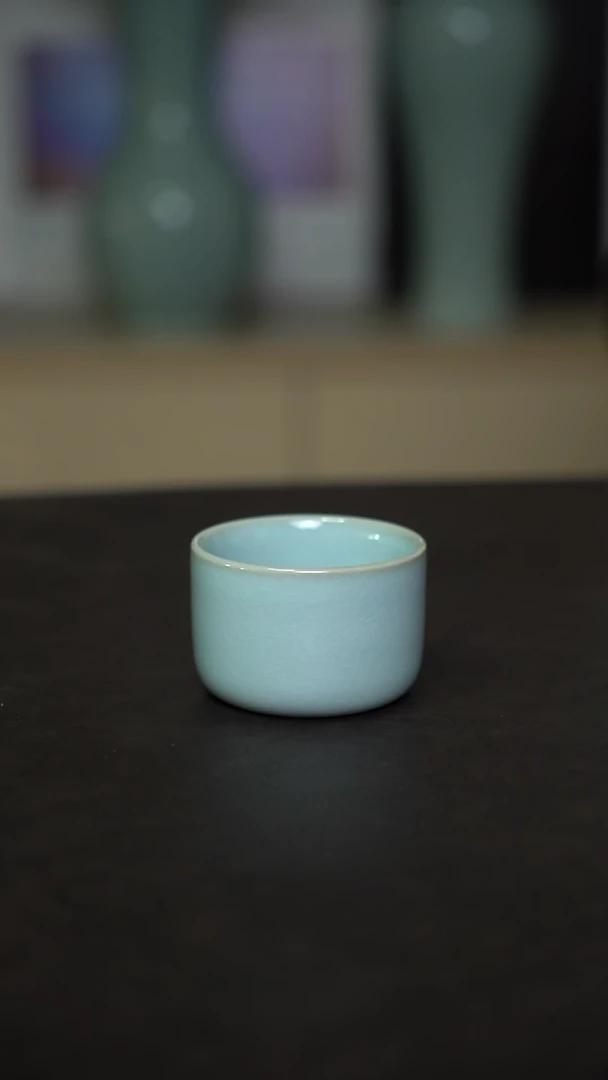 杯子瓷天青釉扳指杯全手工