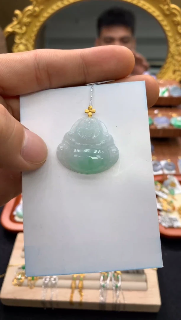 吊坠(不含链)18K金镶嵌翡翠佛公