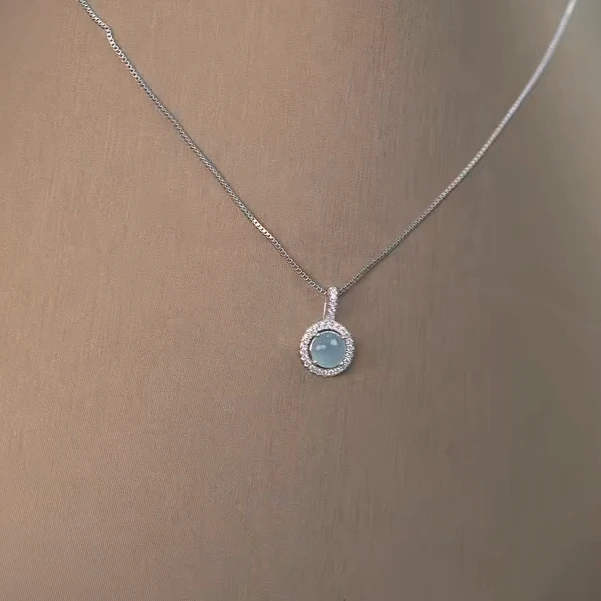 不封底冰种翡翠蛋面s925吊坠 KT24082805