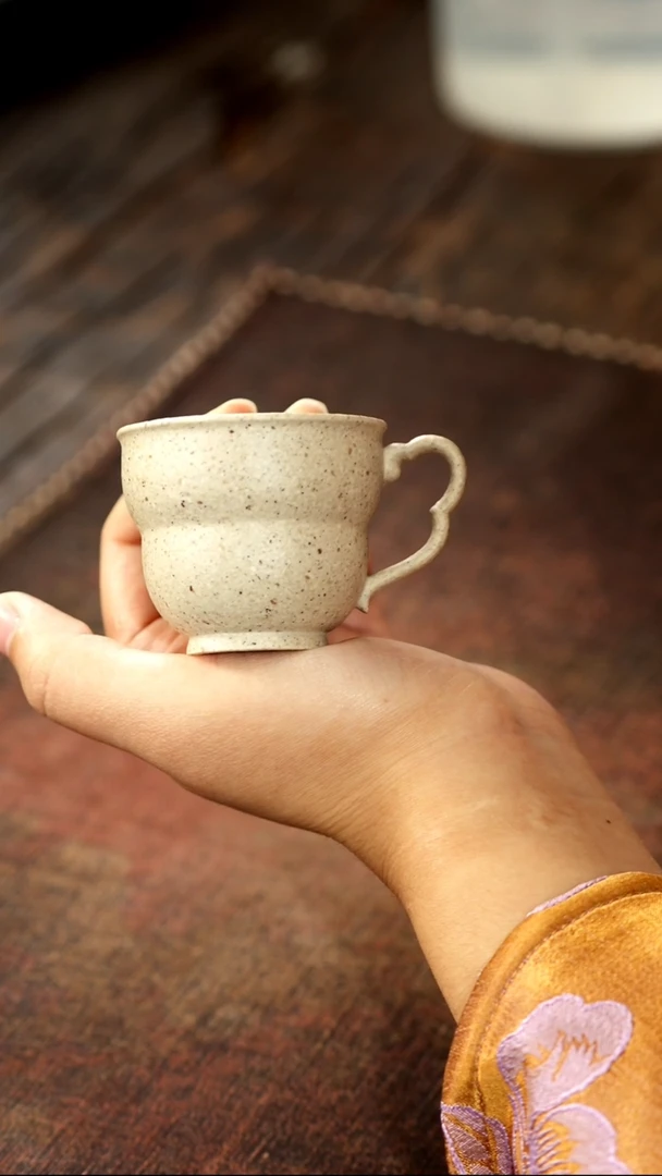 茶杯紫砂福利紫砂白段葫芦手把杯