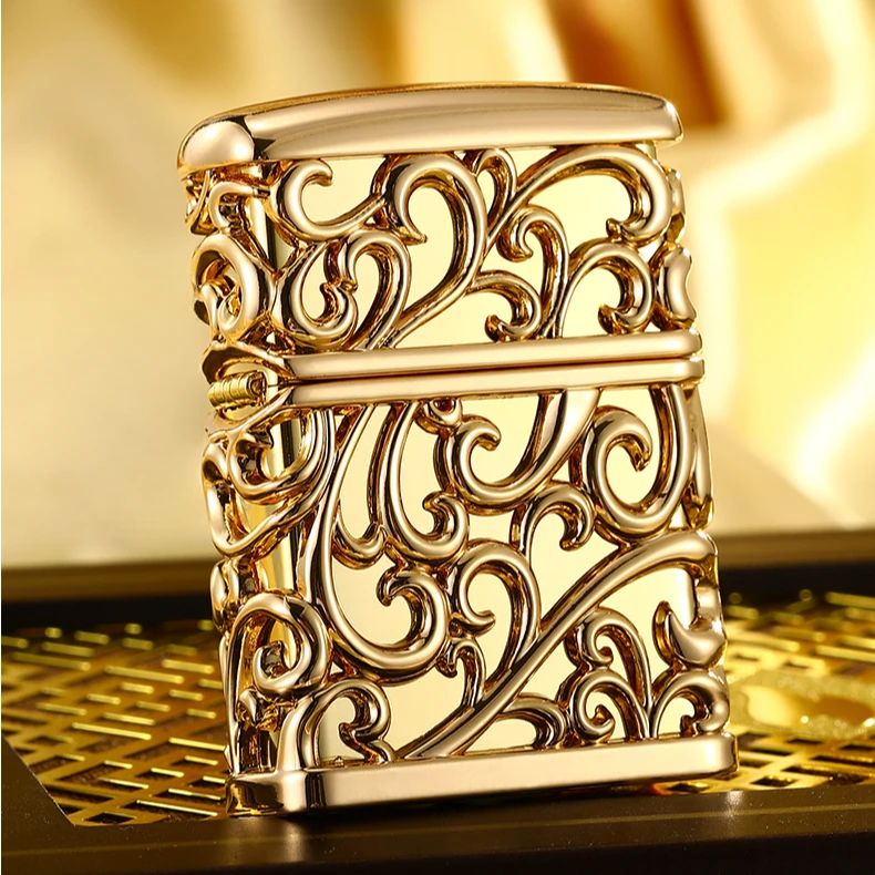 ZIPPO/之宝镀金战衣官方正品镂空重甲打火机男士高档复古金色DYJ1