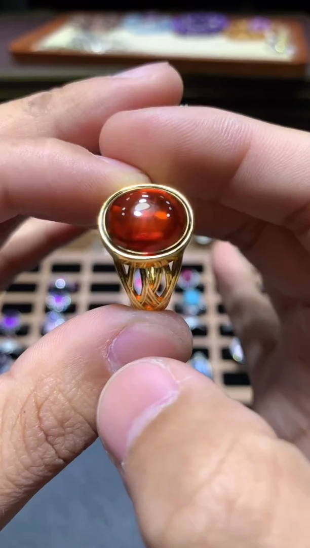 【闪购商品】琥珀戒指未镶嵌T125【所见即所得】