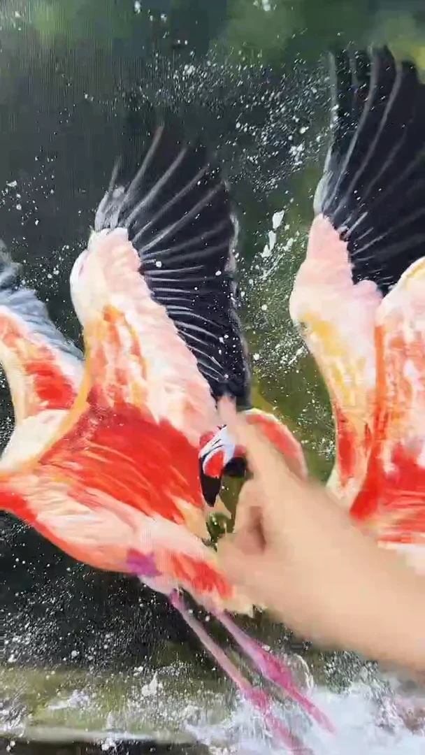 油画陶宗健-60*60-油画作品-火烈鸟