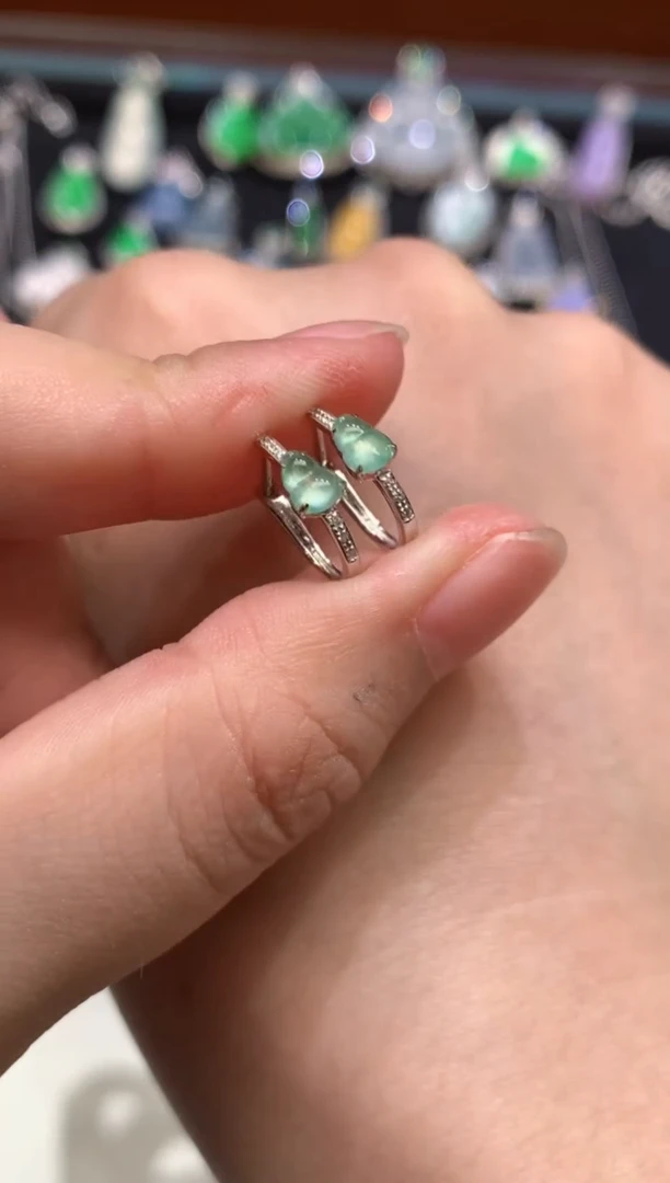 翡翠18K金镶嵌耳饰A296|980