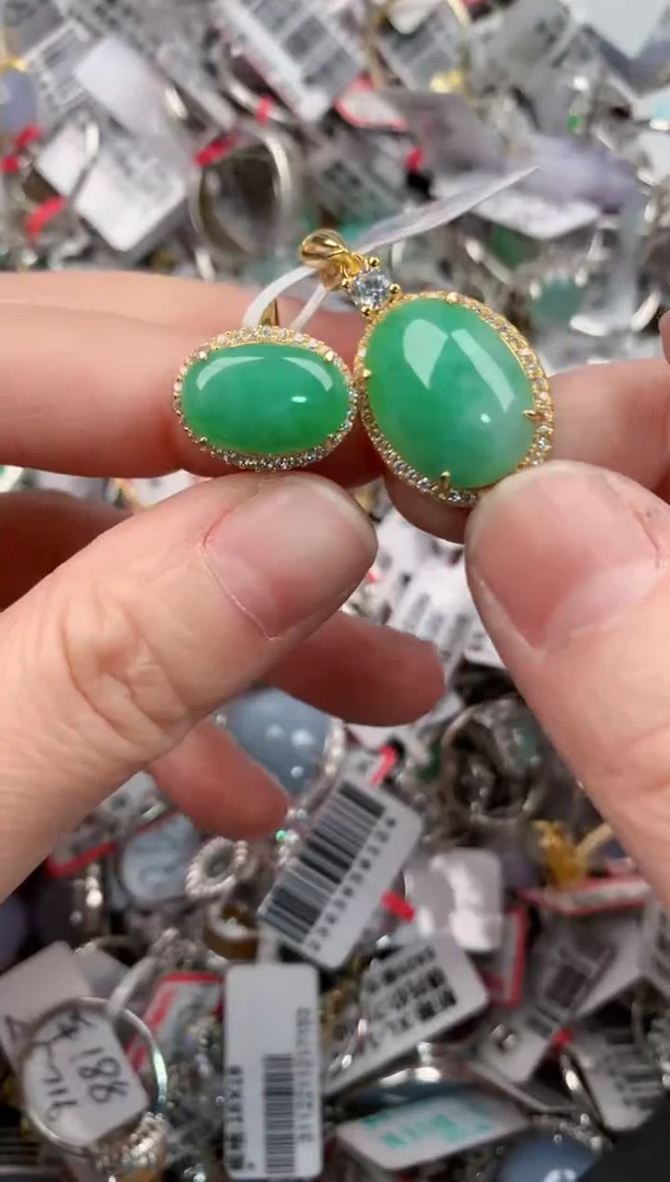 银S925镶嵌戒指翡翠13-13-13       8