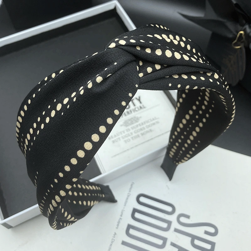 新款轻奢风法式头箍简约波点发箍简约风百搭日韩宽边百搭压发外出