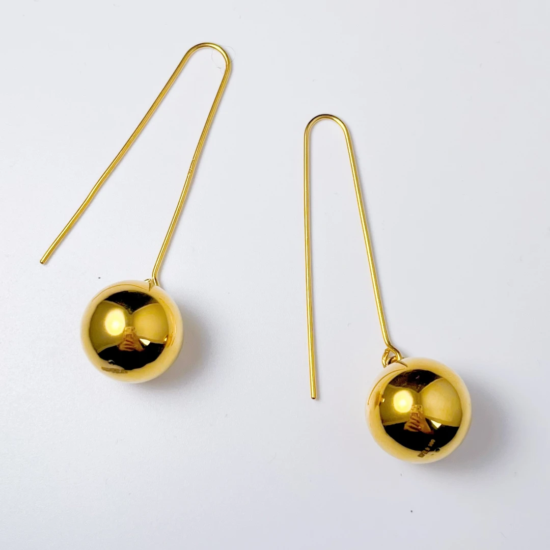 【长款耳钩金球】足金999黄金5D无氰长款耳钩金球百搭时尚耳钩