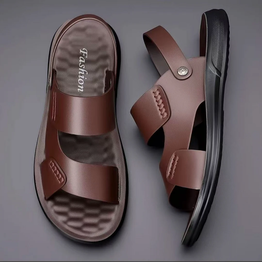 黑人老头男鞋休闲开车外穿软底防滑防水百搭舒适男士凉拖鞋沙滩鞋