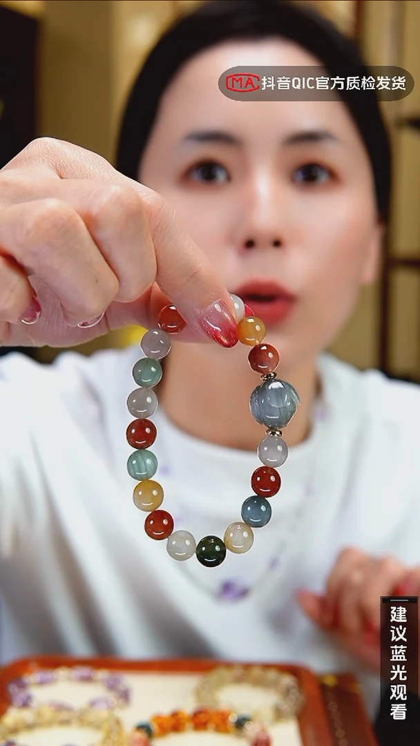 未镶嵌手链水晶你**神新粉特漏300 天然彩兔毛雕刻设计款手串