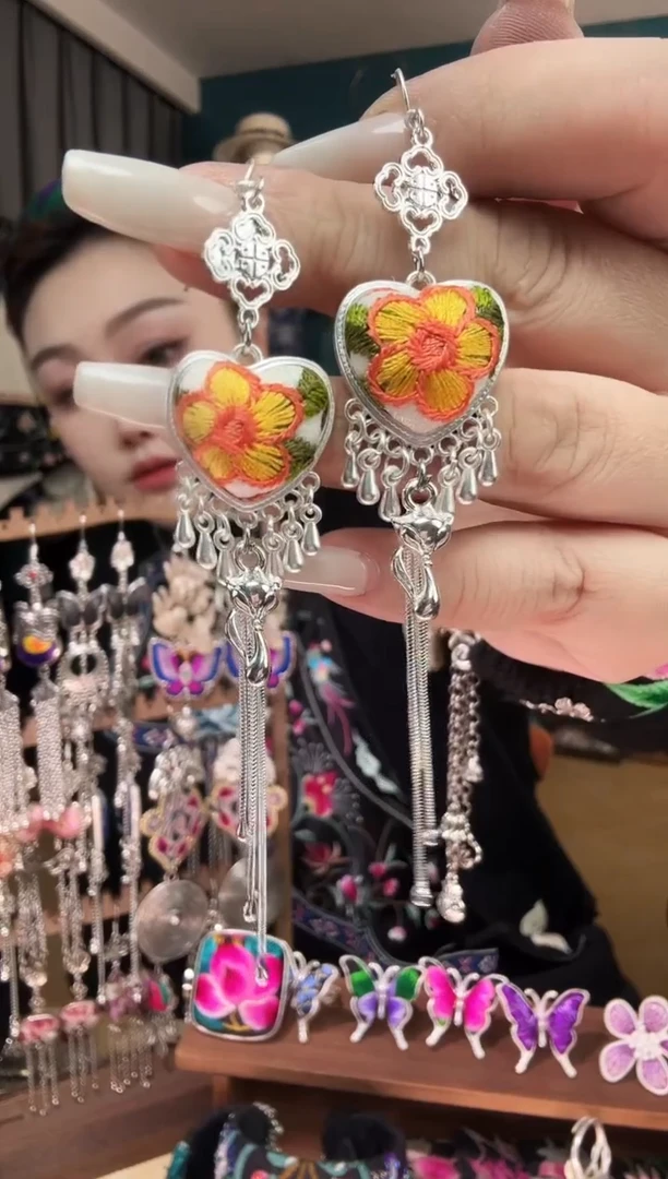 刺绣纯手工民族风刺绣耳环