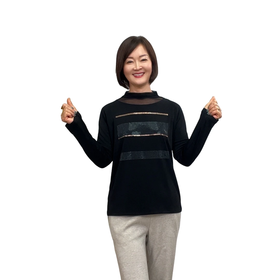 【延姐服饰2】2025新款韩国烫钻拼接女士打底衫