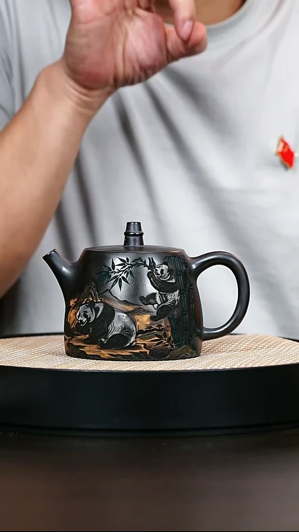茶壶紫砂石黄五熊汉铎