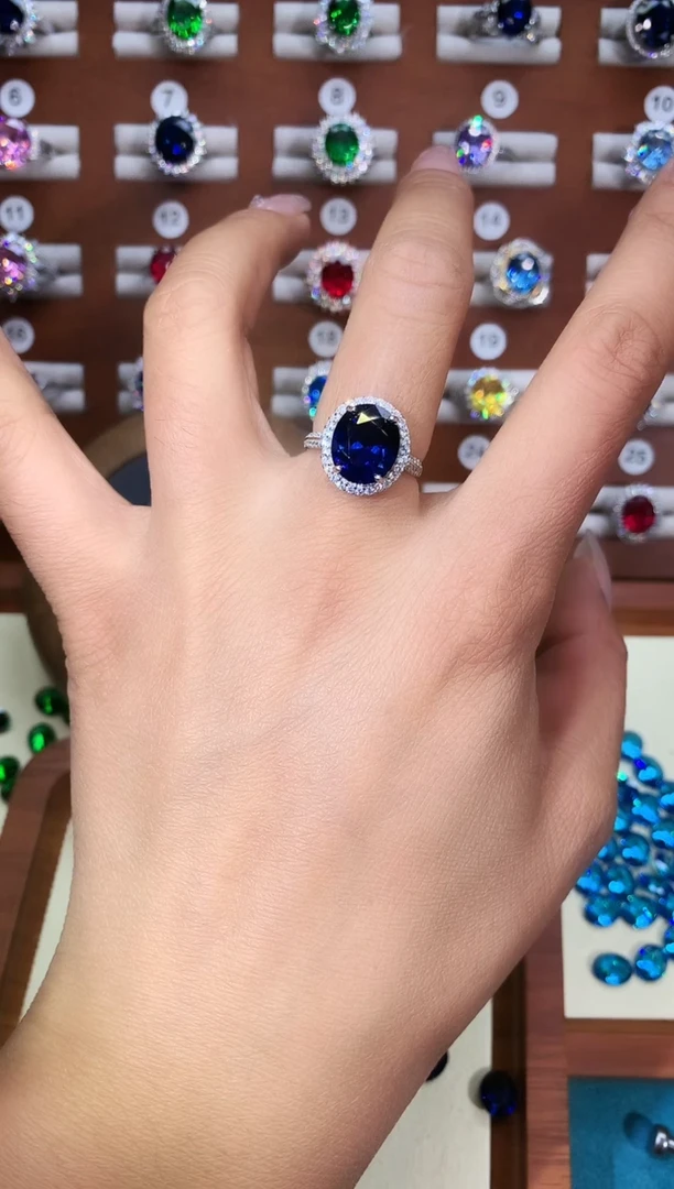 无925银皇家蓝色戒指