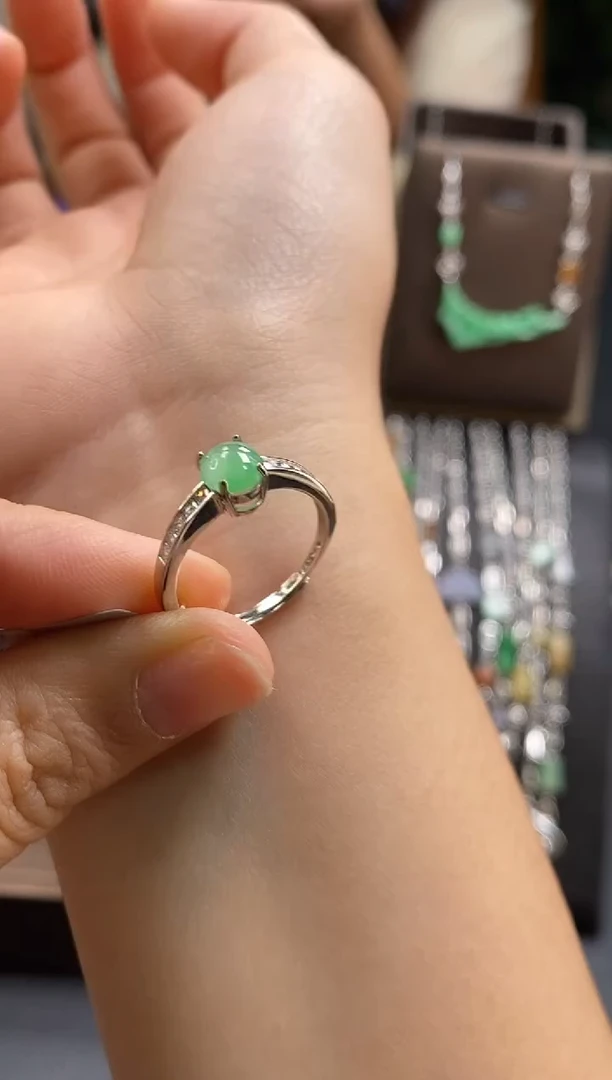 颈饰银S925镶嵌翡翠净货14120