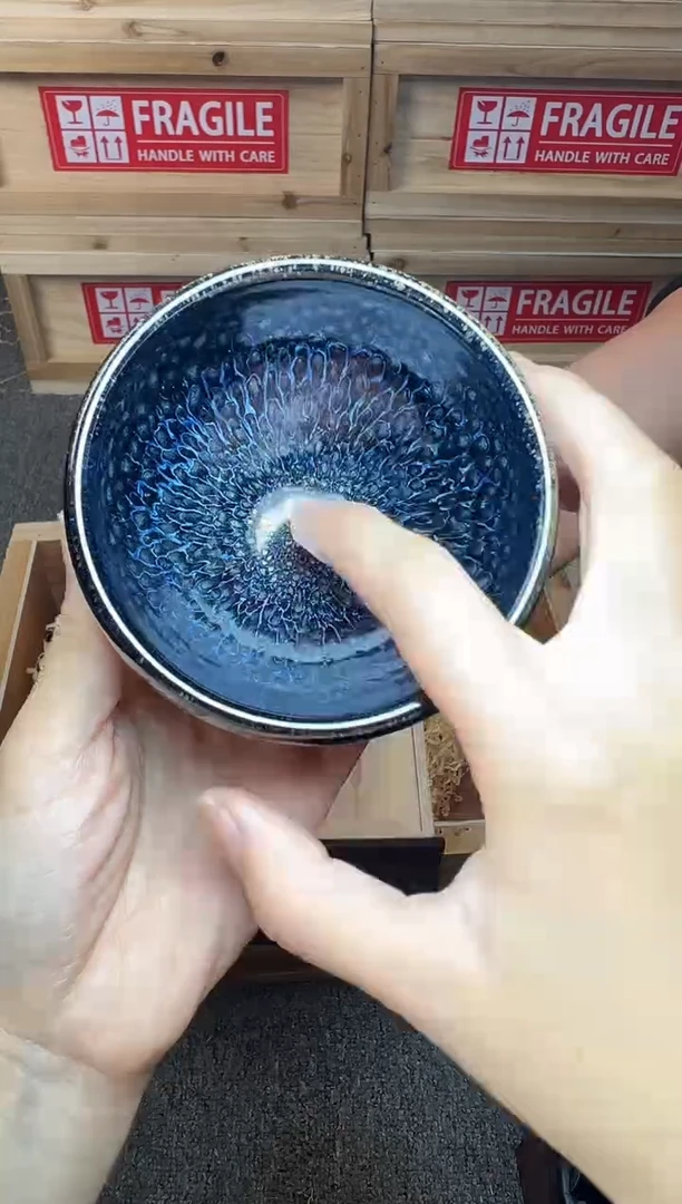 茶盏蓝孔雀 建窑建盏主人杯