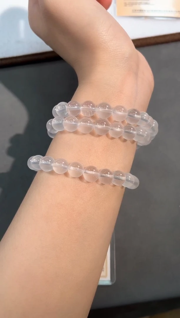 水晶手链未镶嵌76号奶白晶多圈9mm