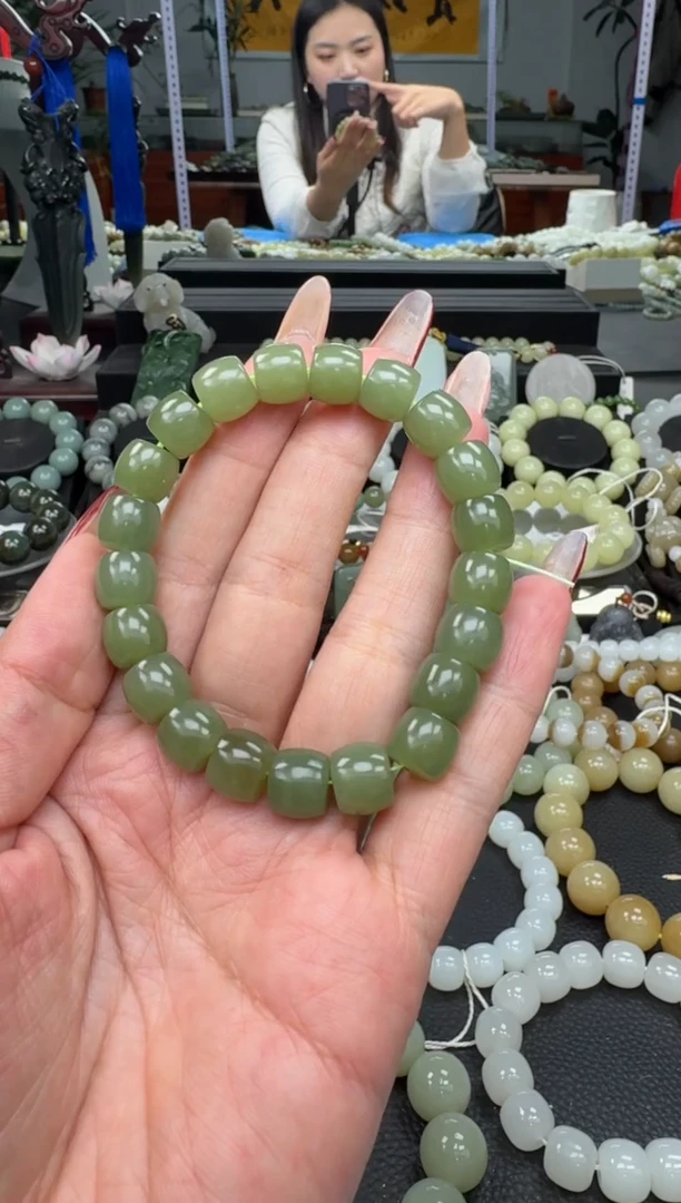 未镶嵌手链和田玉新疆若羌青黄口卡10